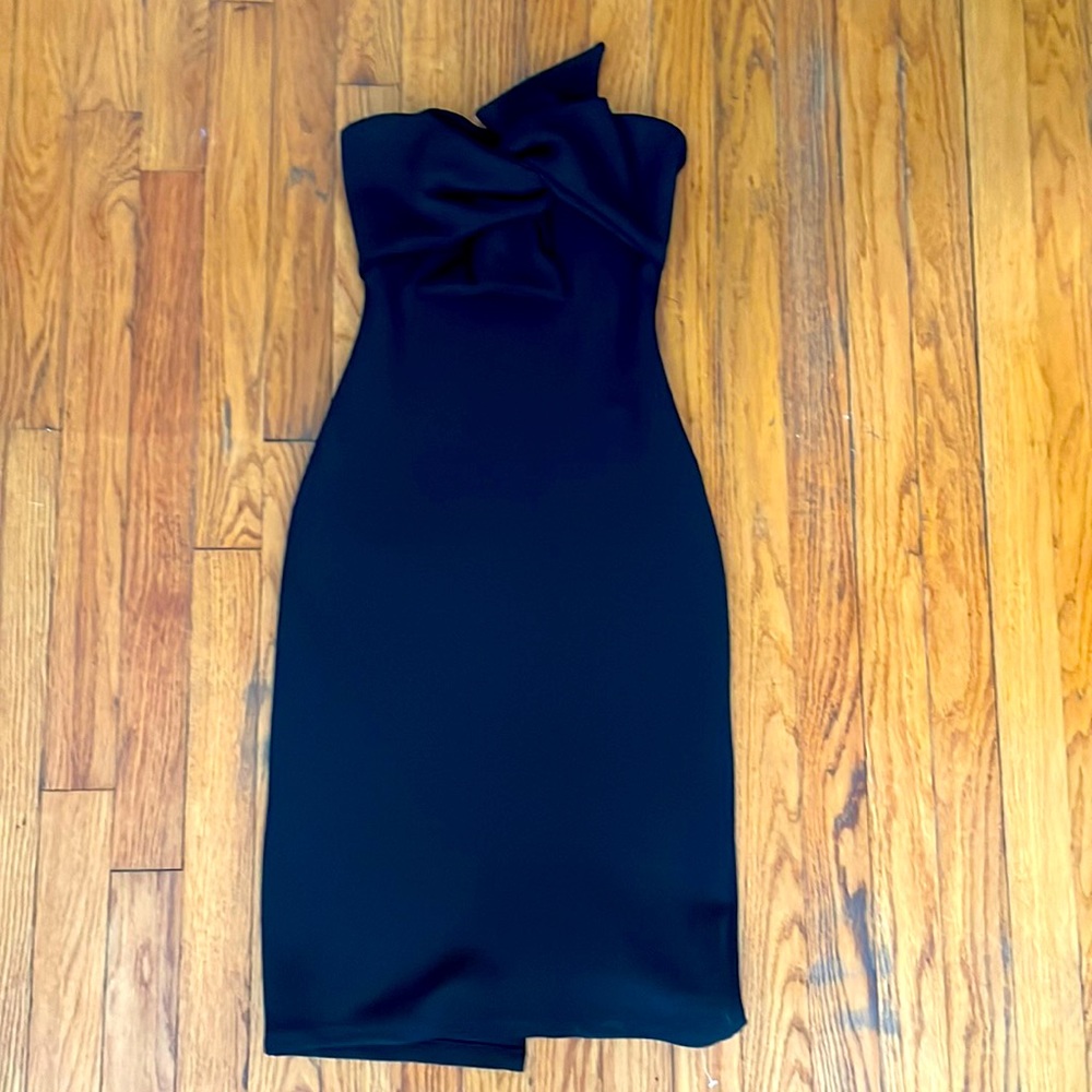 Beautiful black strapless midi dress